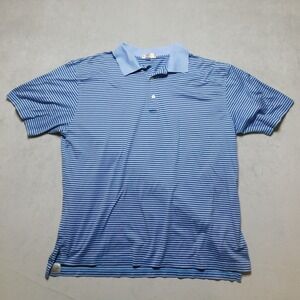 Peter Millar Summer Comfort Polo Shirt Mens Large Blue Striped Short Sleeve Golf